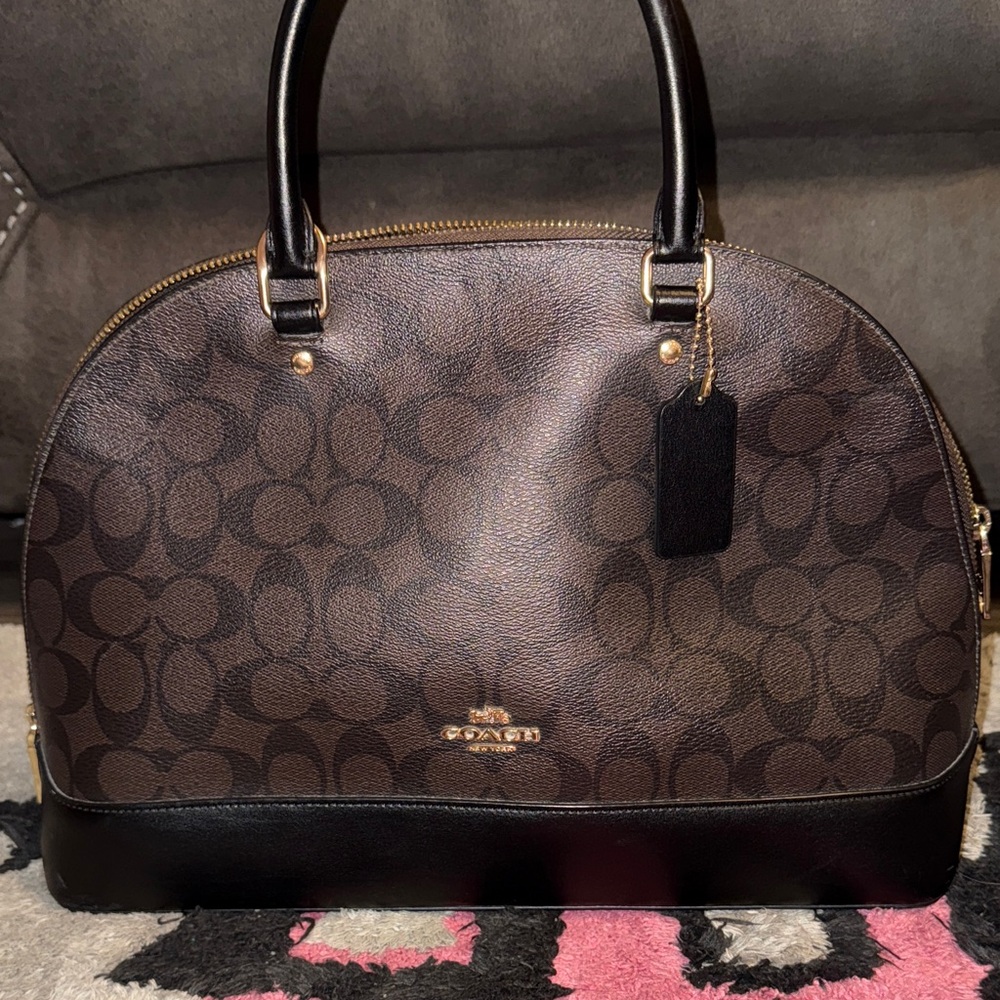 Coach Brown and Black Signature Dome Bag